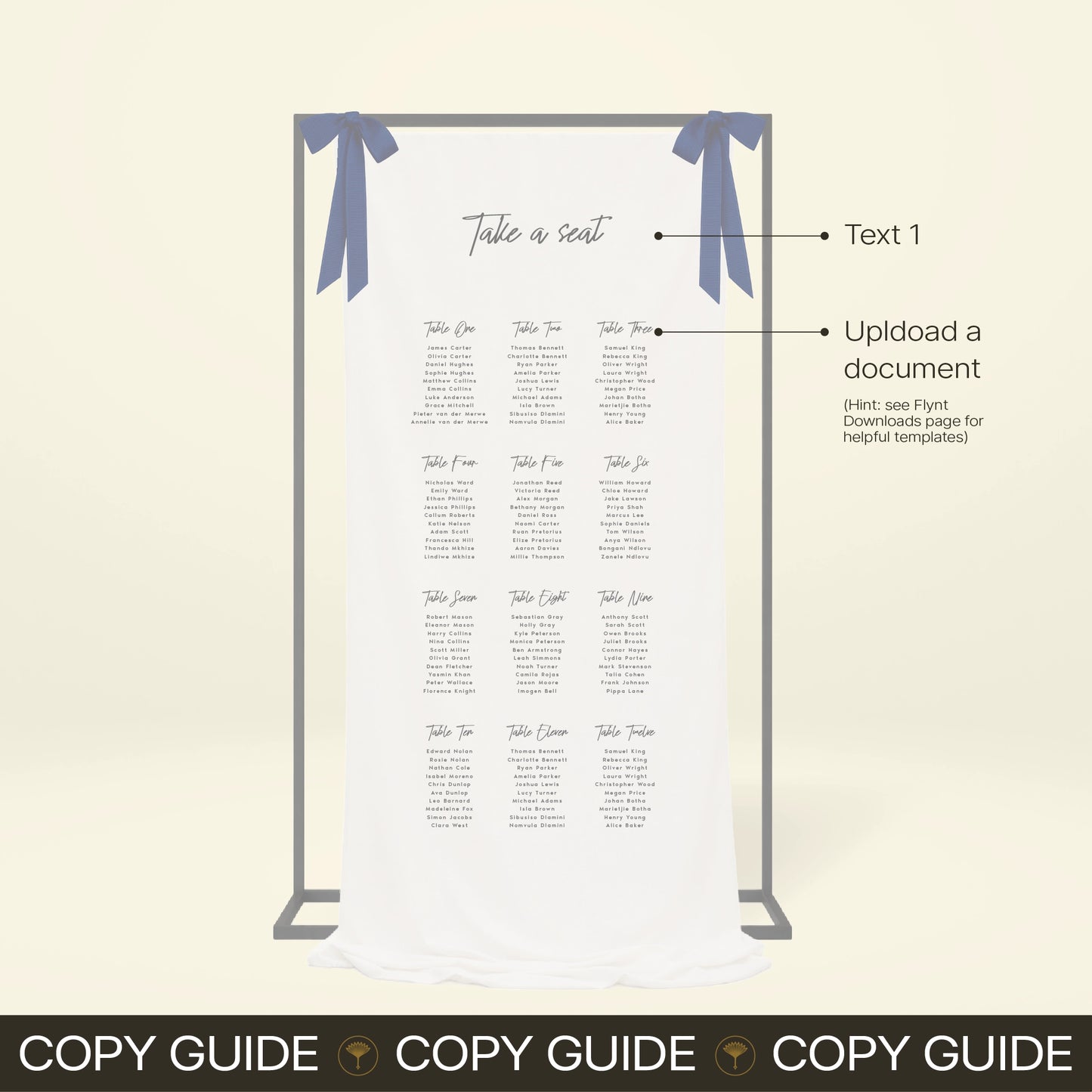 Fabric Seating Chart - Limoncello