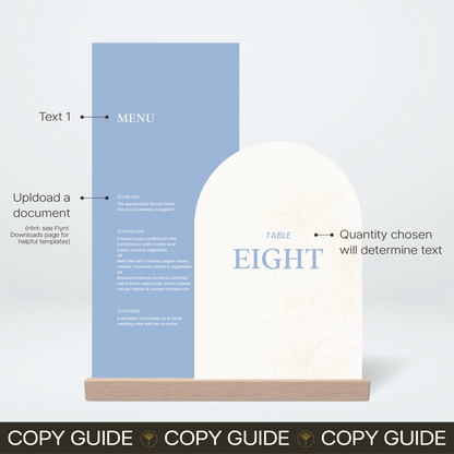 Table Number + Table Menu Stack - Nothing Else
