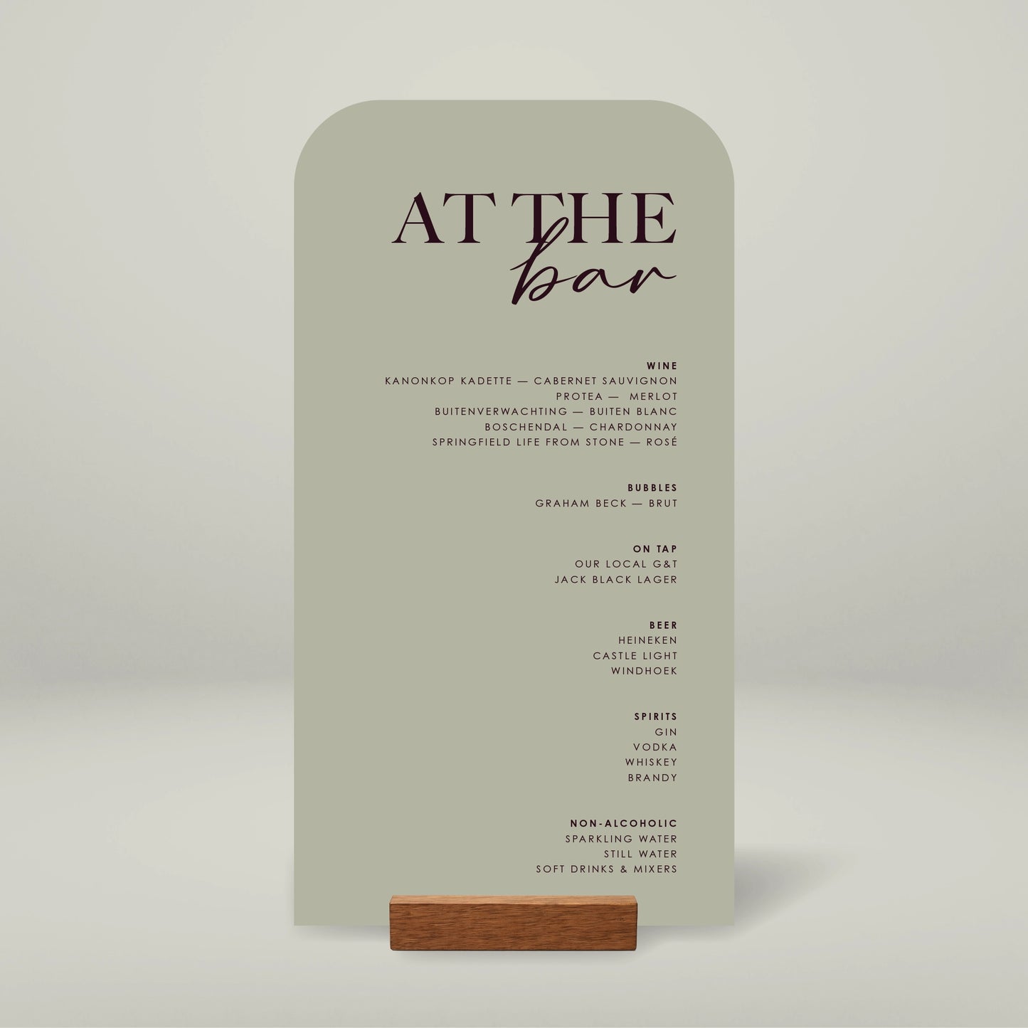 Bar Menu - Forever