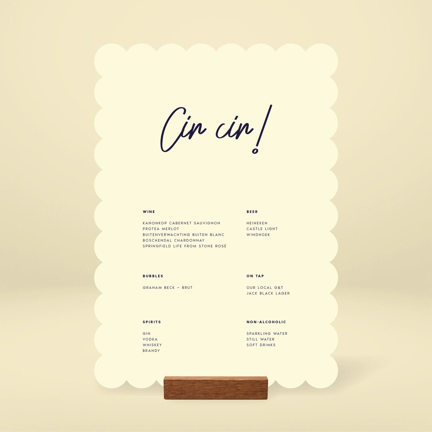 Bar Menu - Limoncello