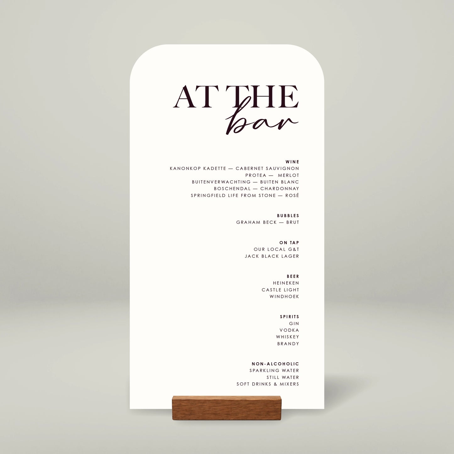 Bar Menu - Forever