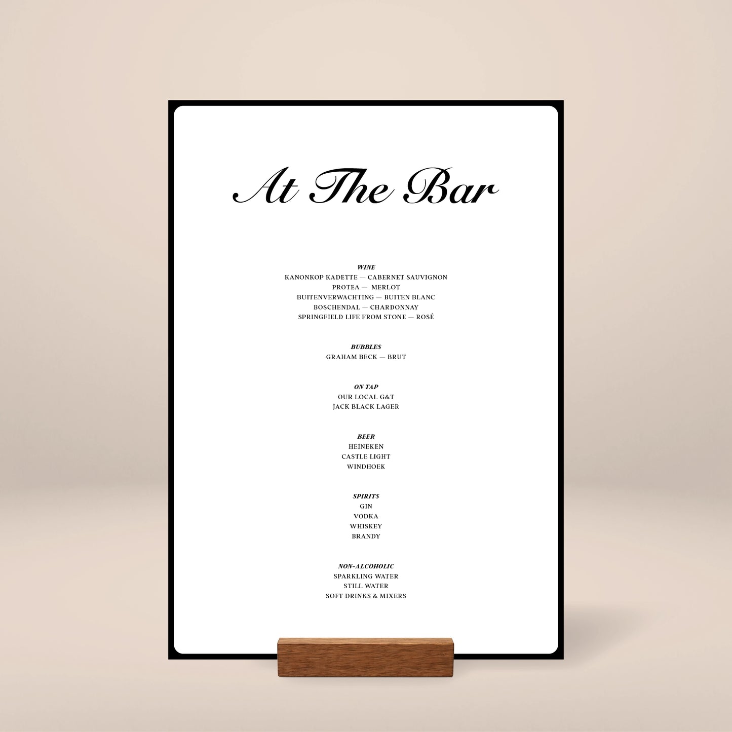 Bar Menu - Solae