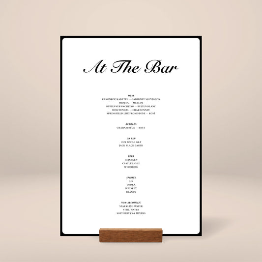 Bar Menu - Solae