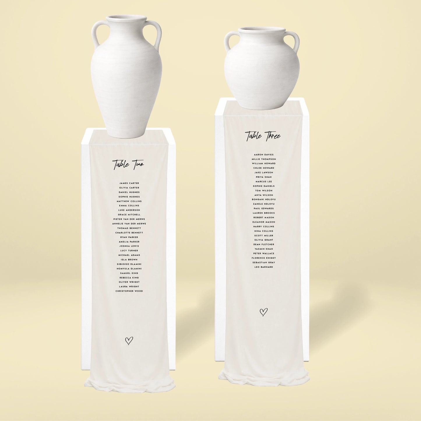 Fabric Seating Chart Set - Limoncello