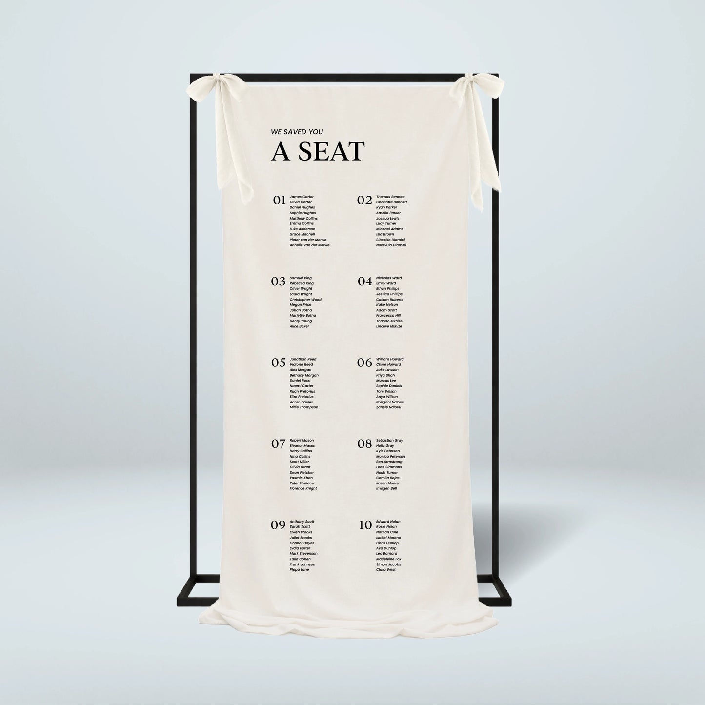 Fabric Seating Chart - Nothing Else
