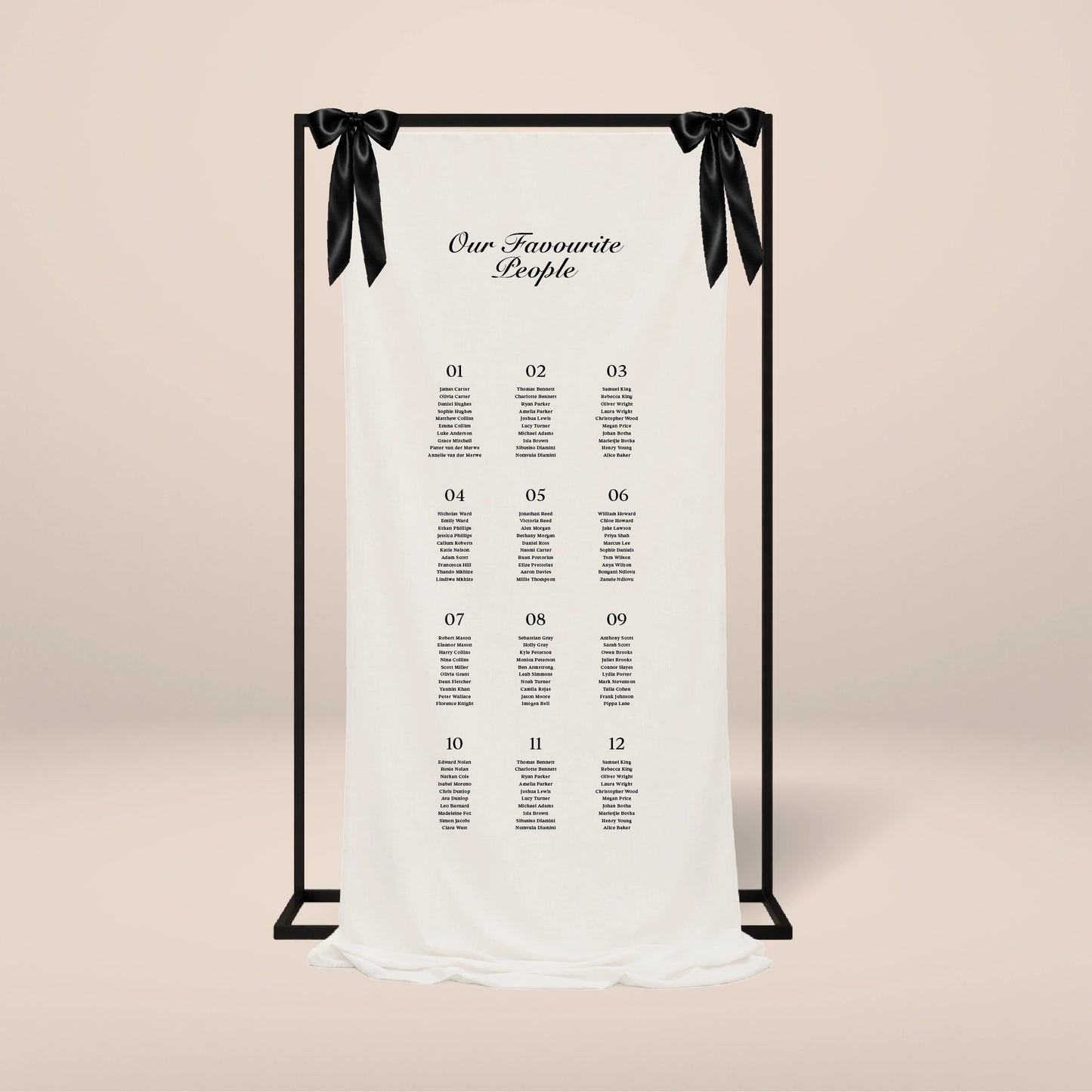 Fabric Seating Chart - Solae