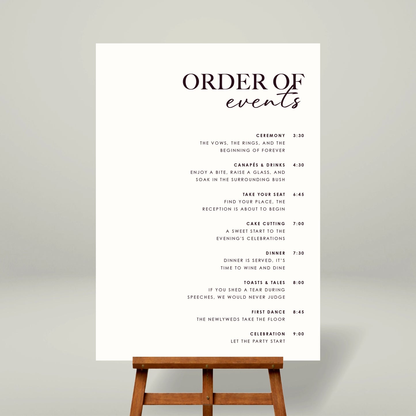 Wedding Day Timeline - Forever